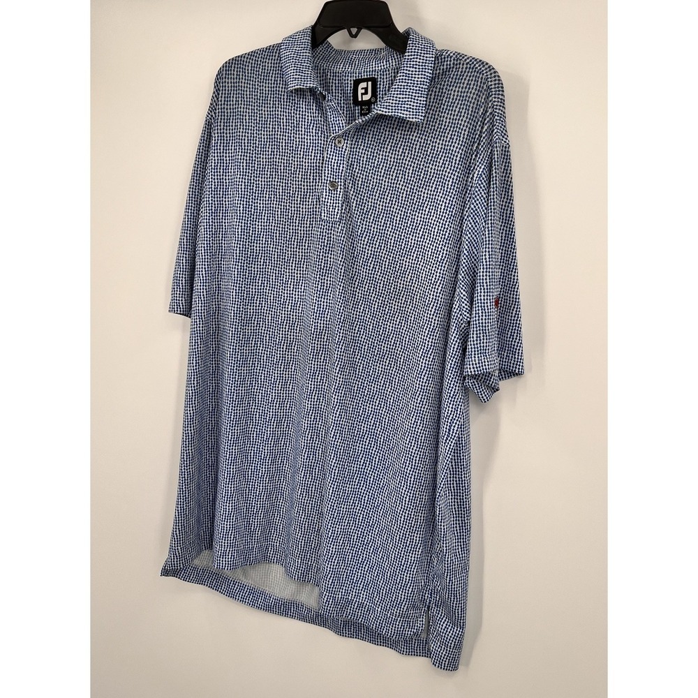 FootJoy FJ Golf Polo Mens XL Blue Geometric AOP Performance The Bandit Club - Picture 5 of 7